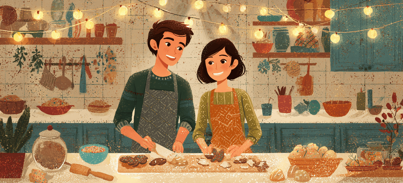 Hornear galletas navideñas juntos