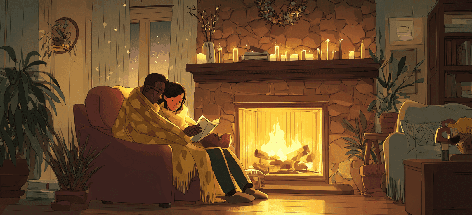 Noche de cuentos junto a la chimenea